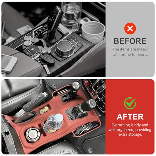 Silicone Center Console Gear Shift Panel Trim Cover for Jeep Wrangler JL (Red)