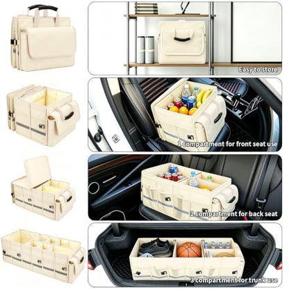 Car Trunk Organizer and Storage for Car (Beige / Large)