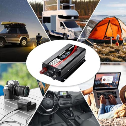 1000W Car Power Inverter DC 12V to 110V (Black)