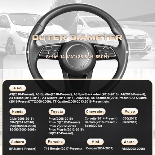 Car Steering Wheel Cover for Prius Civic Model 3 (Small size[14''-14 1/4''] / Black)