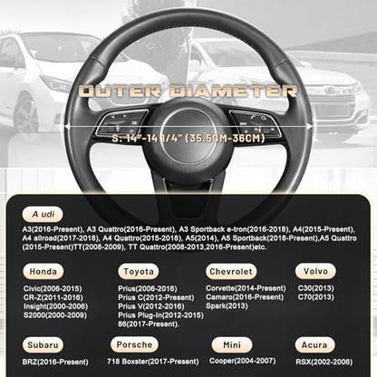 Car Steering Wheel Cover 14" (Small size[14''-14 1/4''] / Black and Sliver)