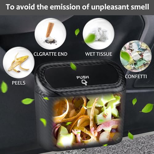 Car Trash Can with Lid (Black, Carbon Fibre)