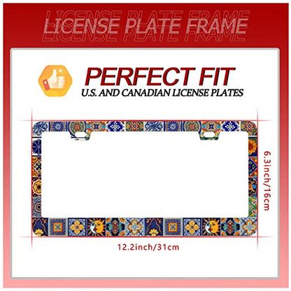 Mexican Tiles License Plate Frames Mandala Boho License Plate Frame 2 Holes (Mexican Tiles Mandala)