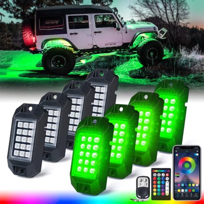 Bluetooth Rock Lights Multicolor Neon Accent Lights Underglow Kits (8 Pods / Standard Housing)