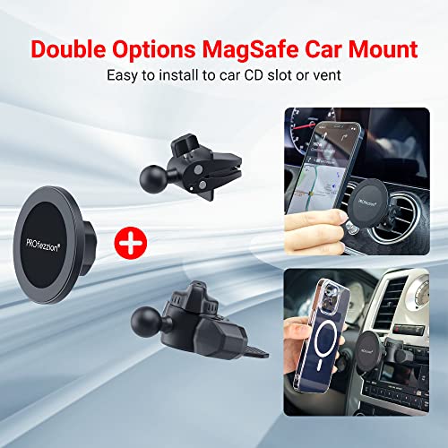 Car CD Slot Magnetic Phone Mount Holder for MagSafe iPhones (Car CD Slot or Vent)