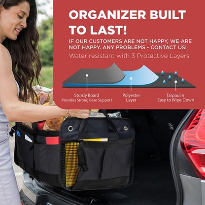 Car Trunk Organizer for SUV & Truck Cargo Storage (Large / Black)