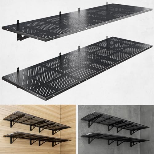 4 Pack 2x3ft Heavy Duty Garage Wall Shelving (Black / 2x3ft-4pack)
