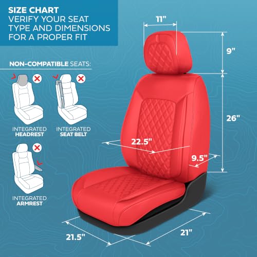 Curated Diamond IV Napa Leather Seat Covers for Cars & SUVs (Red (Diamond IV) / Front Seats)