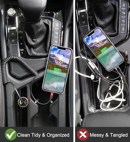 Coiled Lightning Cable (3FT+6FT / USB A to Lightning / Red)