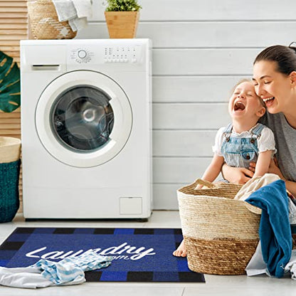 26" x 35" Laundry Room Rug (Laundry Navy Checkered)