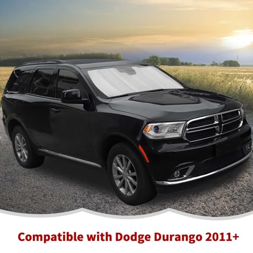 Windshield Sunshade Sun Shade Heat Shield Window Sun Visor Mat for Dodge Durango 2011 (silver)
