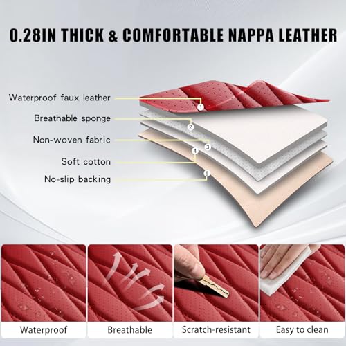 Nappa Faux Leather Car Seat Covers Full Set (Burgundy / Full Set)