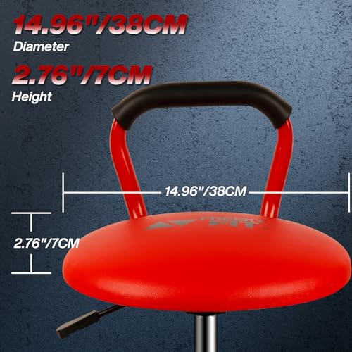 Garage Stool Adjustable Height Swivel Work Mechanic Shop Stool with Backrest (Red)