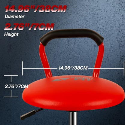 Garage Stool Adjustable Height Swivel Work Mechanic Shop Stool with Backrest (Red)