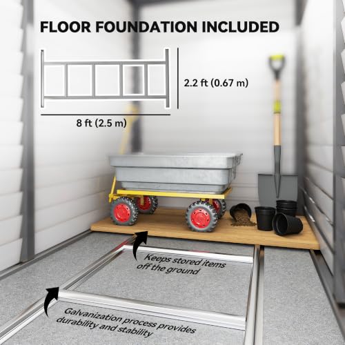 4.6' x 9' Steel Outdoor Storage Shed Waterproof Lean (Gray)