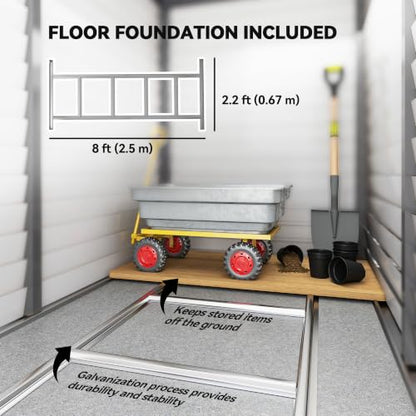 4.6' x 9' Steel Outdoor Storage Shed Waterproof Lean (Gray)