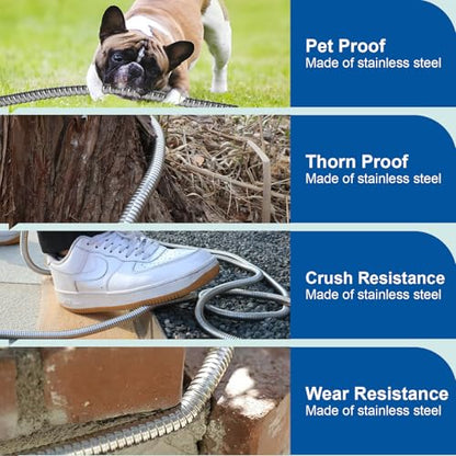 Metal Garden Hose 30 Ft Flexible Stainless Steel Water Hose 25 Ft 50 Ft With Hose Nozzle (30 Feet / Style A)