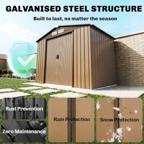 7' x 4' Outdoor Storage Shed Garden Tool Metal Shed Yellow (Yellow / 7' x 4')