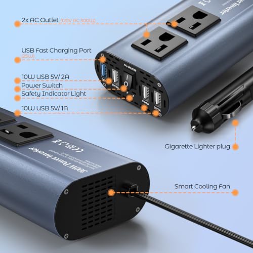 300W Car Power Inverter (Blue)