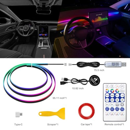 Dreamcolor Acrylic Interior Car LED Strip Light with Motion Sensor Switch (Dreamcolor 55.1 inch)