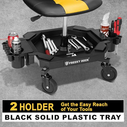 Rolling Stool with Wheels (Yellow)
