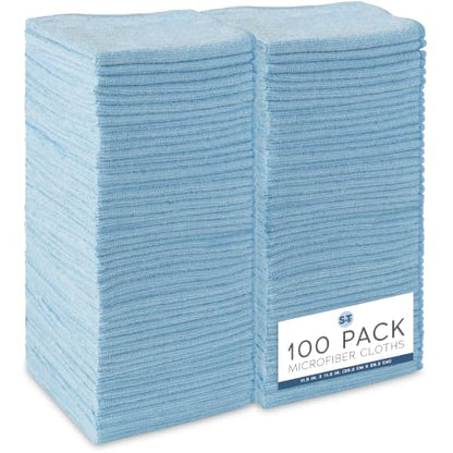 Microfiber Cleaning Cloth (Blue / 100 Pack)