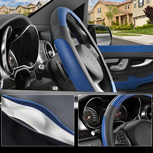 Steering Wheel Cover 14.5 (Standard size[14 1/2''-15''] / Black and Blue)