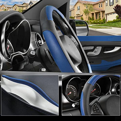 Steering Wheel Cover 14.5 (Standard size[14 1/2''-15''] / Black and Blue)