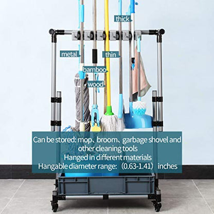 Broom And Mop Holder Put Wet Movable Floor (10slots)