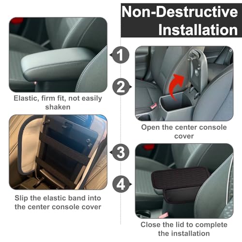 Car Center Console Cover with 2 Organizer Pockets Storage Bags (Black-Red)