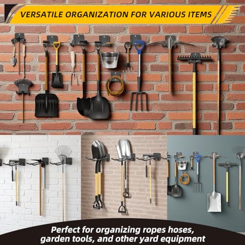 Garage Storage Hooks Heavy Duty Steel Tool Organizer Wall Mount Hangers Racks for Ropes Hoses and Garden Yard Tools Organization Holder Bulk Items Hanging 9 Inch (1 Pack)