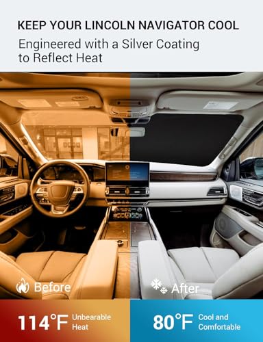 Custom Fit Car Windshield Sun Shade for 2018 (2018-2024 Lincoln Navigator)