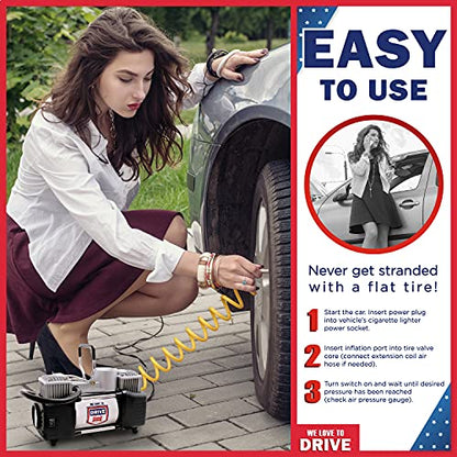 Tire Inflator Portable Air Compressor (Black)