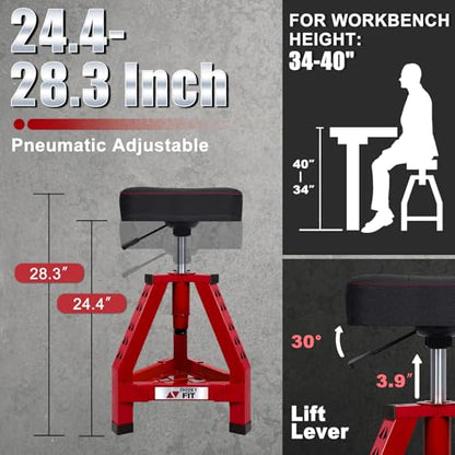 Adjustable Shop Stool (Red/24.4-28.3 Inch)