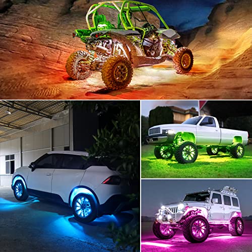 LED RGB Rock Lights for UTV ATV RZR 4 Pods with APP and Remote Control (RGB / 4 Pods)