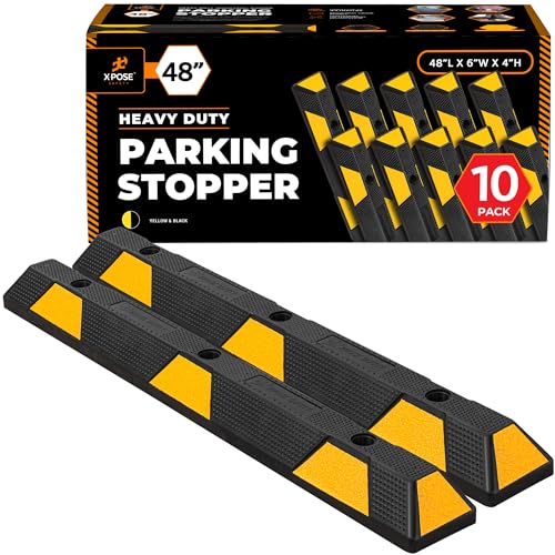 48" Heavy Duty Rubber Parking Stopper (1) Yellow Parking Stoppers / 2) 48 Inch)