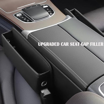 Car Seat Gap Filler 1 Pack Leather Seat Organizer Front Seat Car Accessories for Women Men (Black，1 Pack)