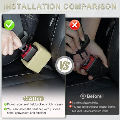 2PCS Seat Belt Buckle Holder (Beige)