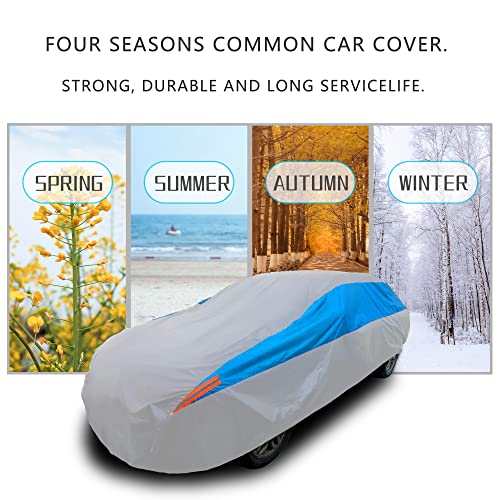 Waterproof Car Cover All Weather Snowproof UV Protection Windproof Outdoor Full car Cover (A6-Fit Sedan Length(207-216 inch） / Silvery)