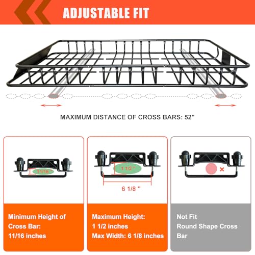 Roof Rack Rooftop Cargo Carrier Basket 65"*39"*6"+Waterproof Bag 20 Cu.Ft (65"*39"*6")