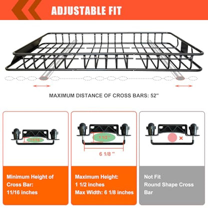 Roof Rack Rooftop Cargo Carrier Basket 65"*39"*6"+Waterproof Bag 20 Cu.Ft (65"*39"*6")