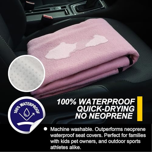 Back Seat Cover for Car Trucks Van SUV Jeep (Rear Bench Seat Towel / Pink)
