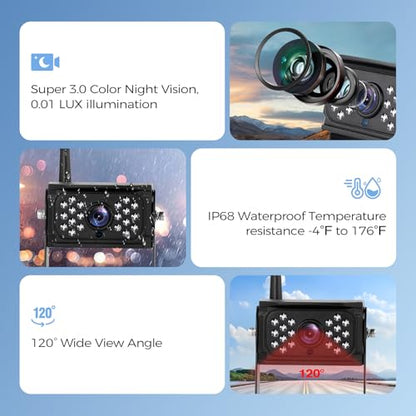 10.1" Wireless RV Backup Camera System (10.1" 4-Cam)