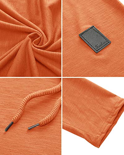 Mens Fashion Hoodies Sport Pullover Solid Color Shirt Workout Lightweight Tops Orange XX (XX-Large / Orange1)