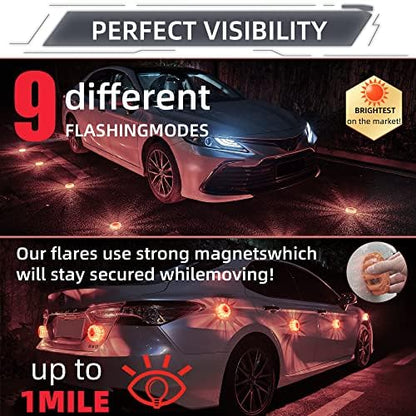6 Pack LED Road Flares (6 Part Rechargeable)