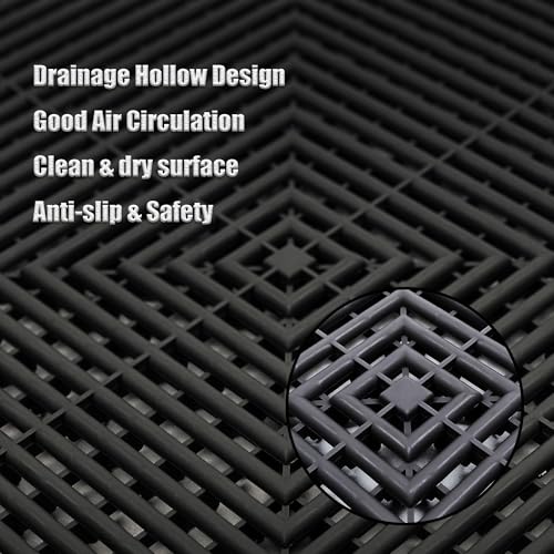 Interlocking Garage Floor Tiles (Black / 16"L x 16"W x 0.7"Th)