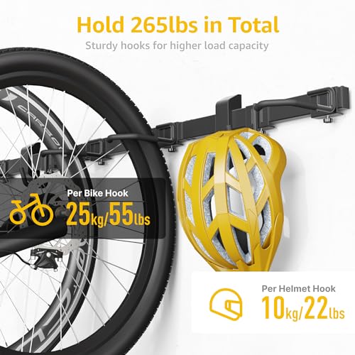 Enhanced Bike Storage Rack (4 Bike Racks & 2 Helmet Hooks)