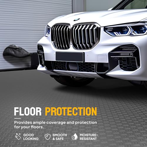 7.5 x 20 FT Garage Floor Mat (7.5'x20' / Black(Dual Diamond))