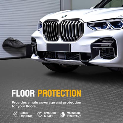 7.5 x 20 FT Garage Floor Mat (7.5'x20' / Black(Dual Diamond))