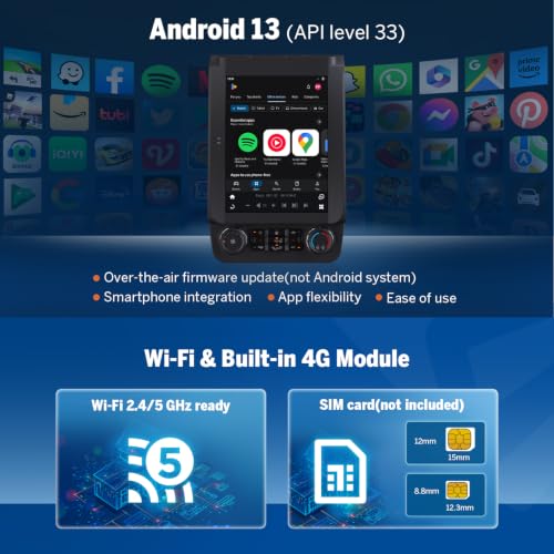4+64GB 12.1" Double din car Stereo for Ford F